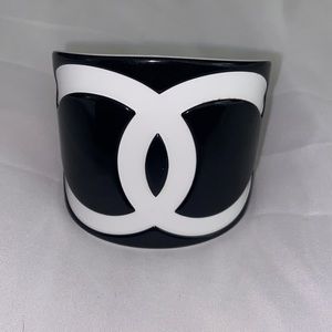 Authentic resin black and white CHANEL cuff